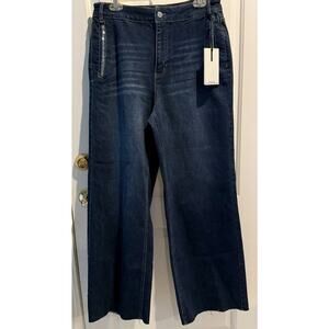 OAT New York High Rise Wide Leg Jeans 10/30 Boho Festival 90s RAW HEM NWT
